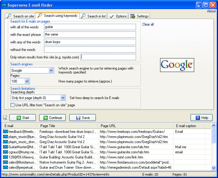 Email extractor Screenshot