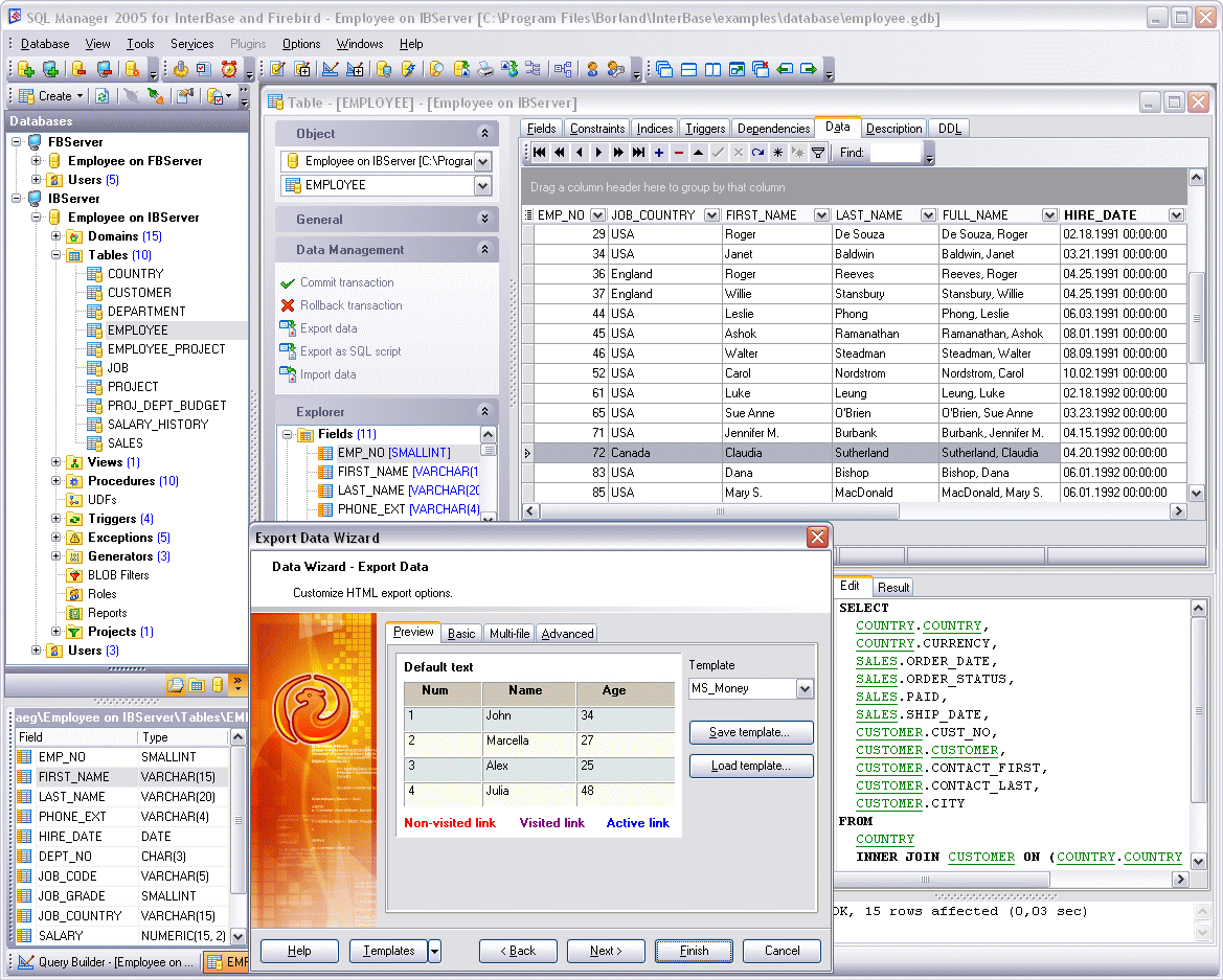 EMS SQL Manager 2005 for InterBase/Firebird Screenshot