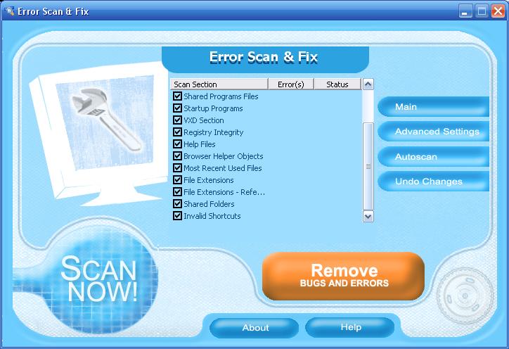Error Scan and Fix Screenshot