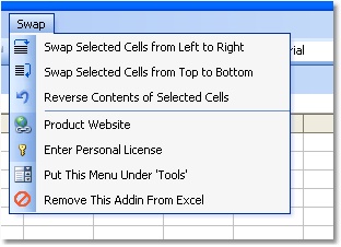 Excel Swap (Reverse) Rows & Columns Software Screenshot