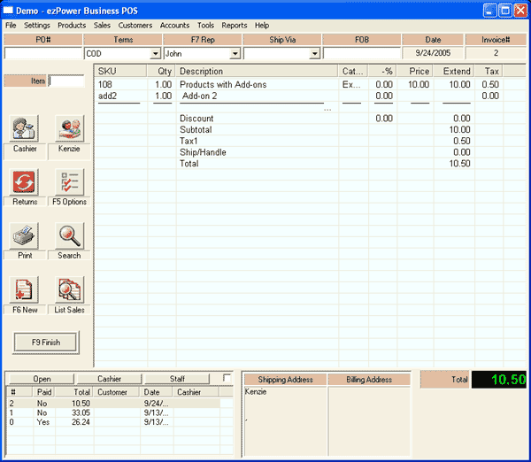 ezPower Business Point of Sale Screenshot