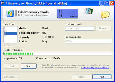 F-Recovery for MemoryStick Screenshot