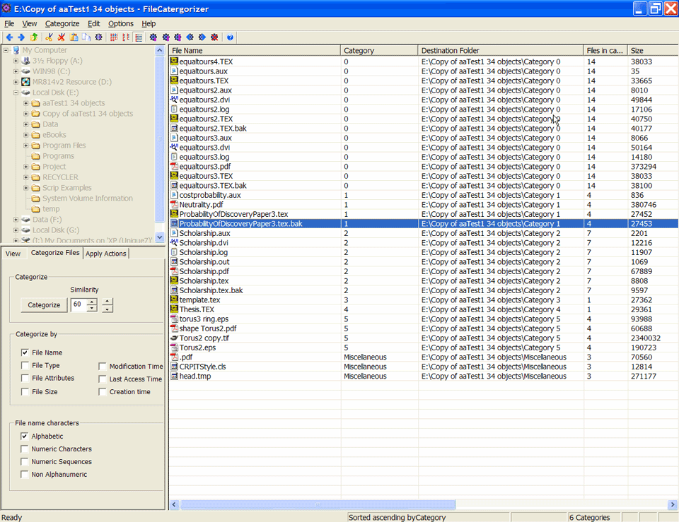 FileCategorizer Screenshot