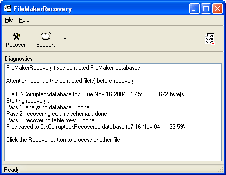FileMakerRecovery Screenshot