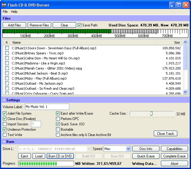 Flash CD & DVD Burner Screenshot