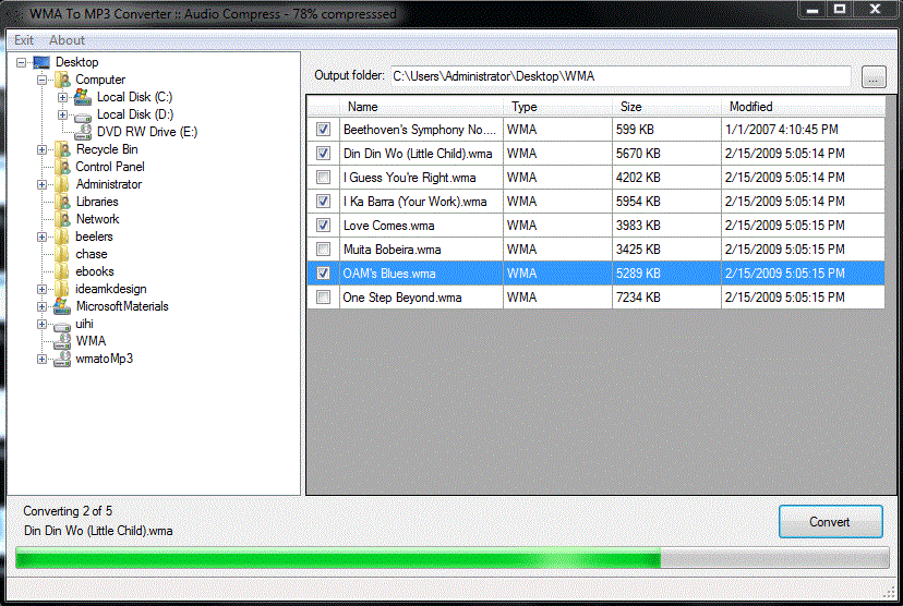 Free WMA To MP3 Converter Screenshot