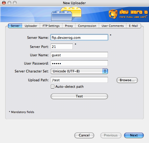 FTP Client Uploader Creator for Mac Screenshot