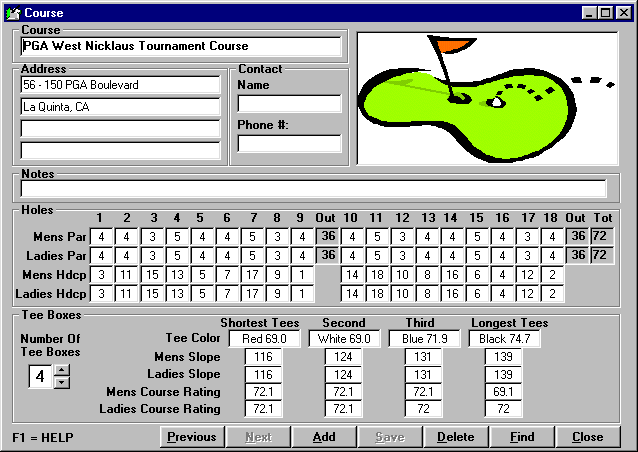 Golf Tournament Scorekeeper Screenshot