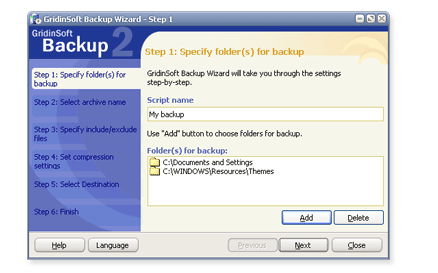 GridinSoft Backup Screenshot