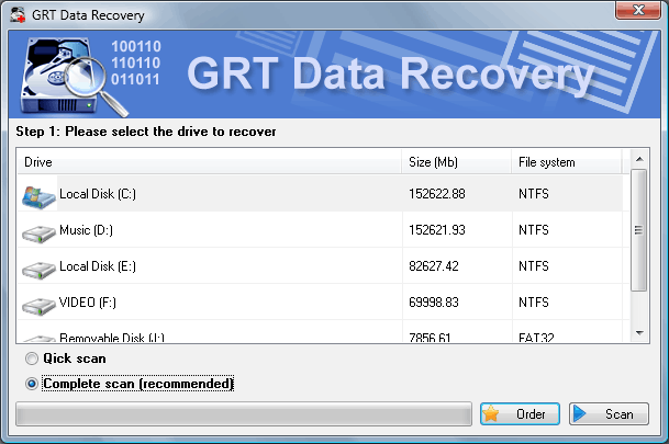GRT Data Recovery Screenshot