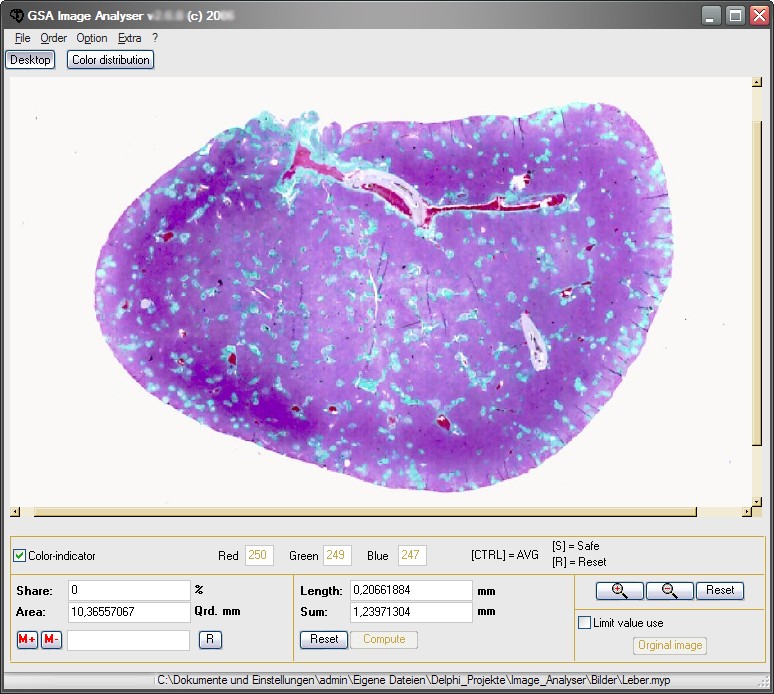 GSA Image Analyser Screenshot