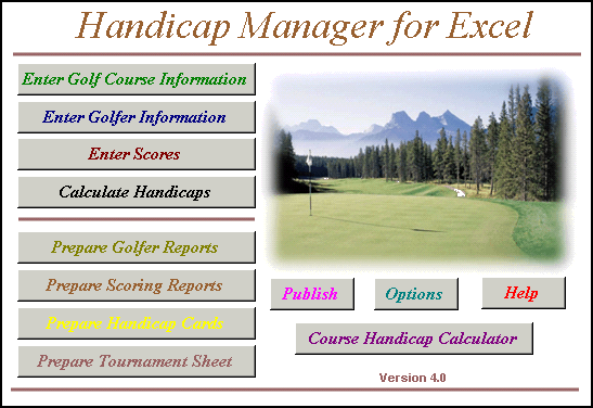 Handicap Manager for Excel Screenshot