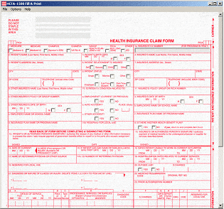 HCFA-1500 Fill & Print Screenshot