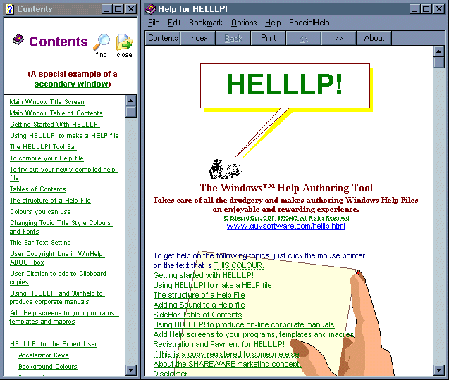 HELLLP! WinHelp Author Tool for WinWord Screenshot