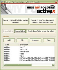 Hide My Folders ActiveX Screenshot
