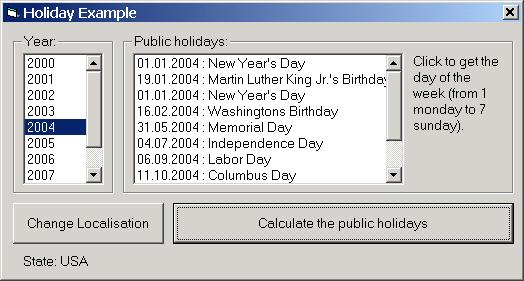 Holiday ActiveX Screenshot