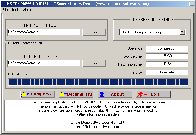 HS Compress C Source Library Screenshot