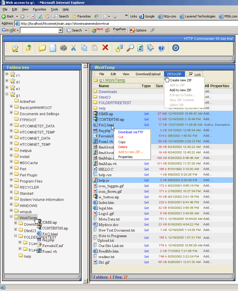 HTTP Commander .NET Screenshot
