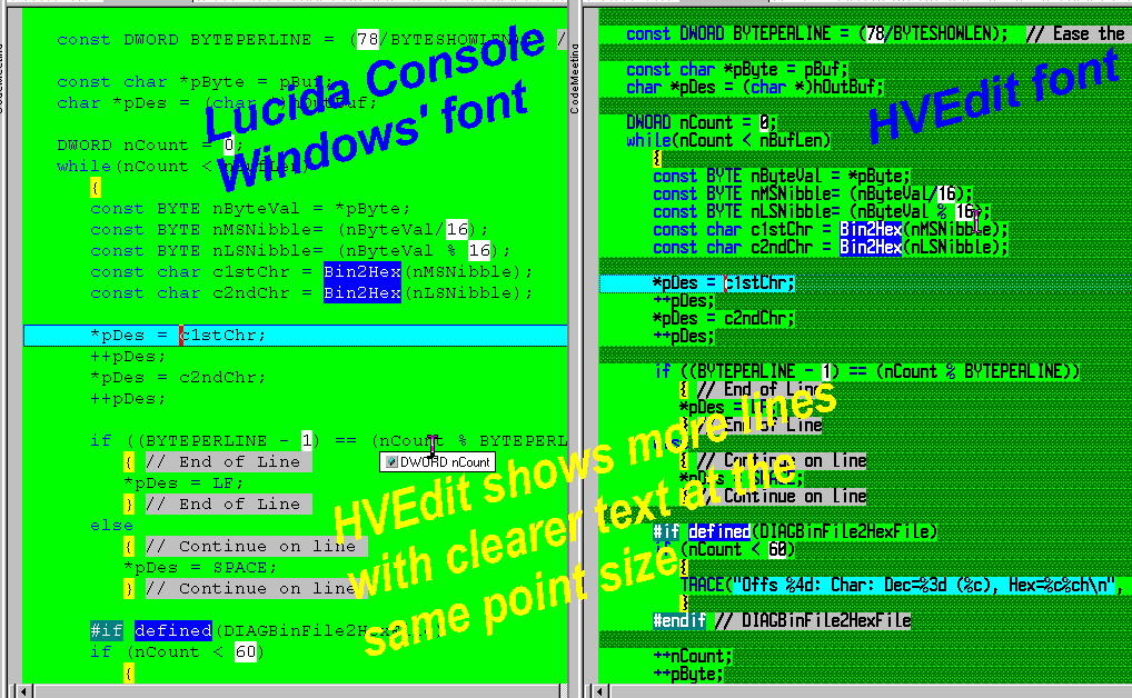 HVEdit - TrueType Text Editor Font Screenshot
