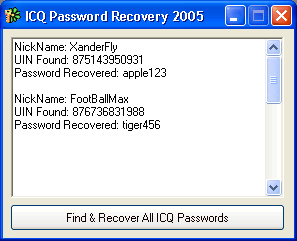 ICQ Password Recovery 2005 Screenshot