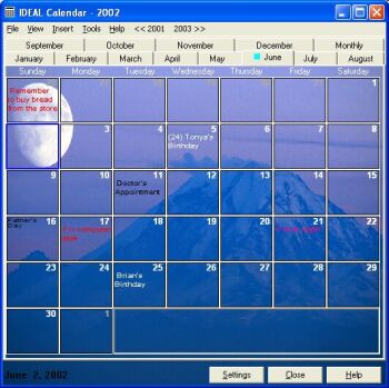 IDEAL Calendar Screenshot