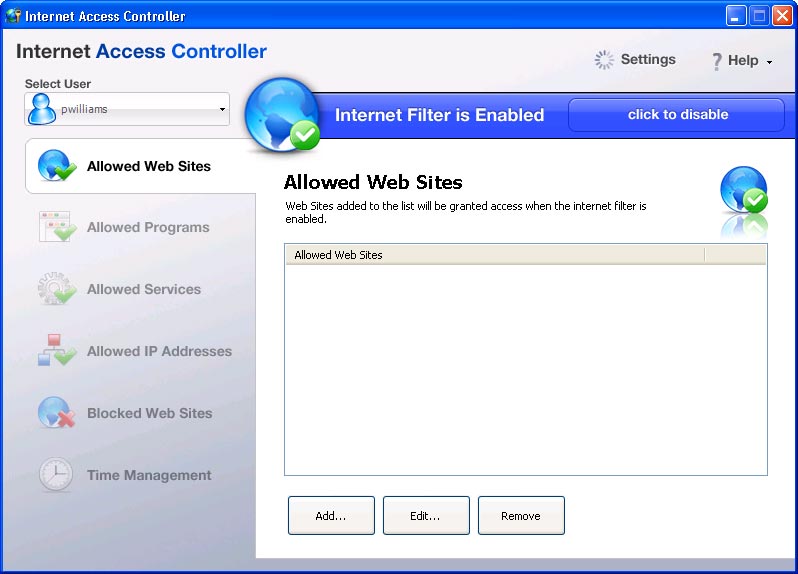 Internet Access Controller Screenshot