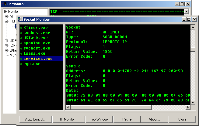 IP & Socket Monitor Screenshot
