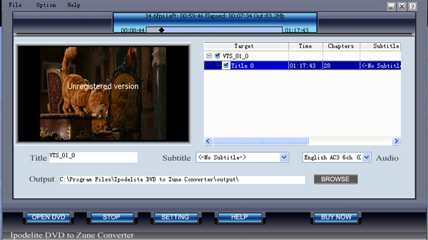 Ipodelite DVD To Zune Converter Screenshot