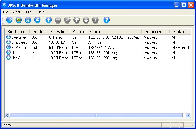 JDSoft Bandwidth Manager Screenshot