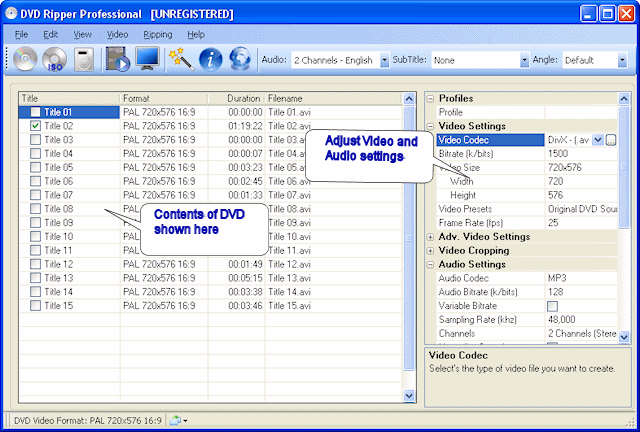 Jesterware DVD Ripper Professional Screenshot