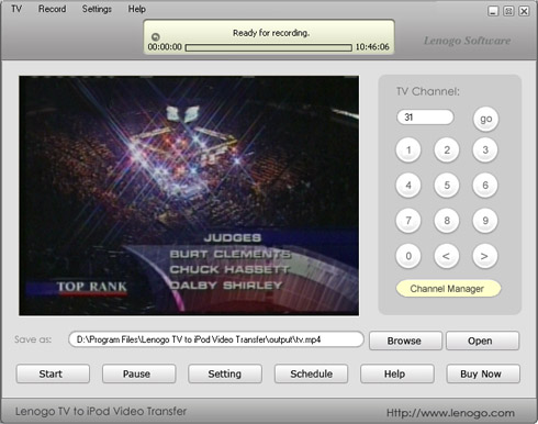 Lenogo TV to iPod Video Transfer Screenshot