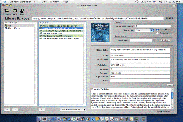 Library ISBN Barcoder Screenshot