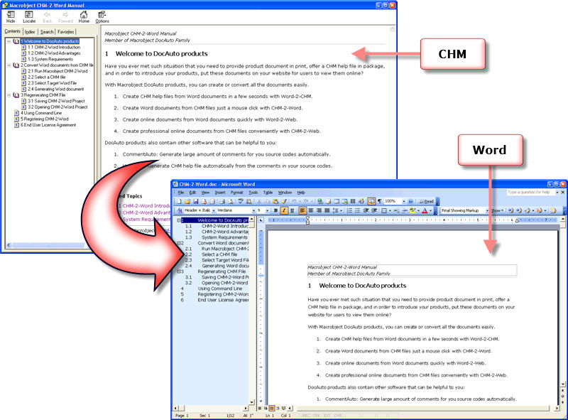 Macrobject CHM-2-Word Converter 2007 Screenshot