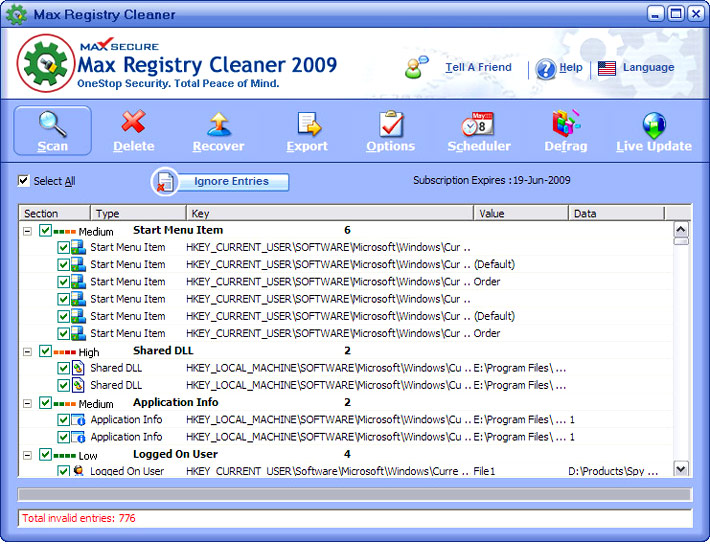 Max Registry Cleaner Screenshot