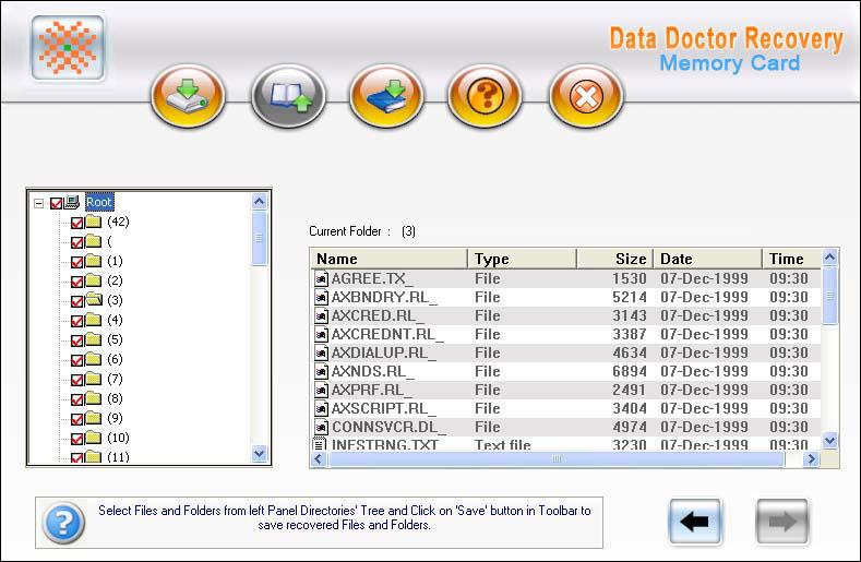 Memory Card data recovery Files Restore Screenshot