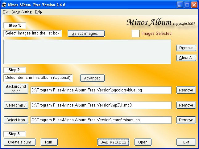 Minos Album Free Version Screenshot