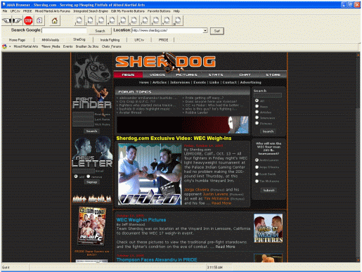 MMA Browser Screenshot