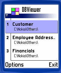 Mobile Database Viewer(Access,xls,Oracle)for S60 Screenshot