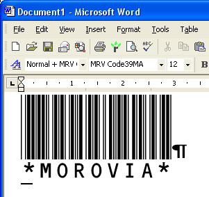 Morovia Code 39 Barcode Fontware Screenshot