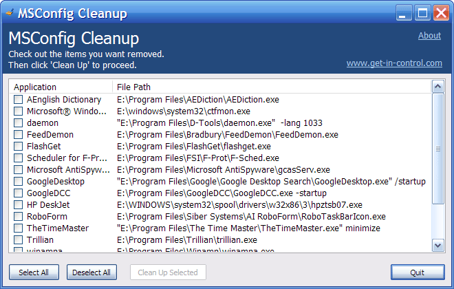 MSConfig Cleanup Screenshot
