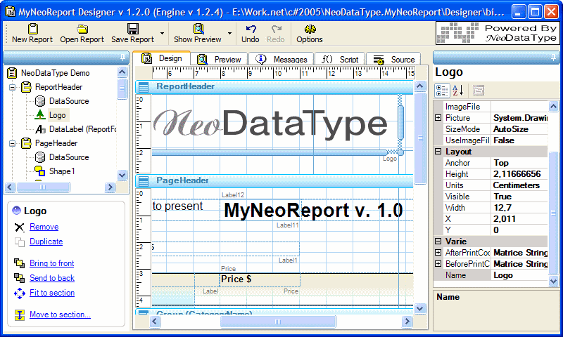 MyNeoReport .Net Reporting Tool Screenshot