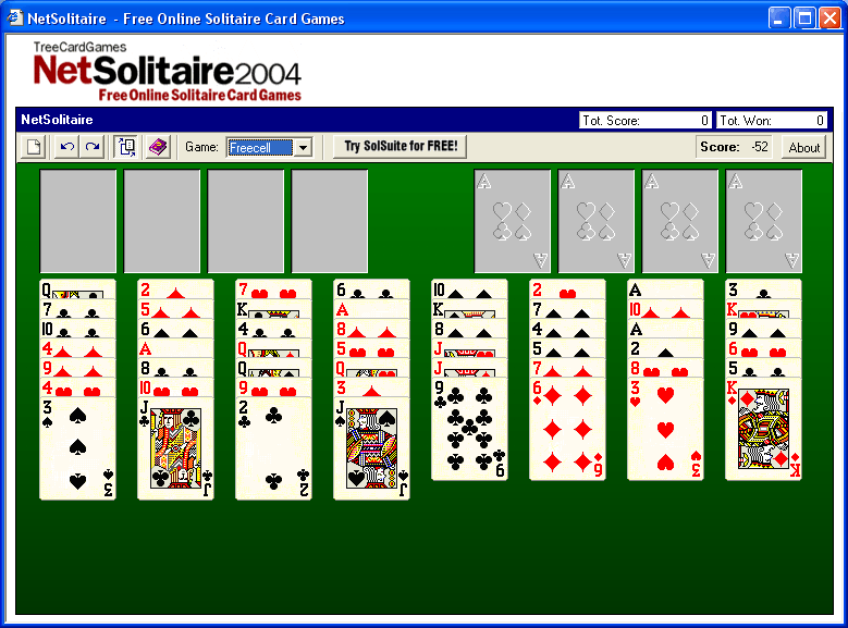 NetSolitaire 2004 - Free Online Solitaire Card Games Screenshot