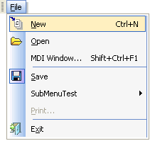 Office XP and .NET Style ActiveX Menu Control Screenshot