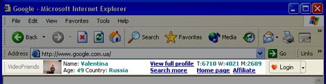 Online Dating Toolbar VideoFriends.net Screenshot