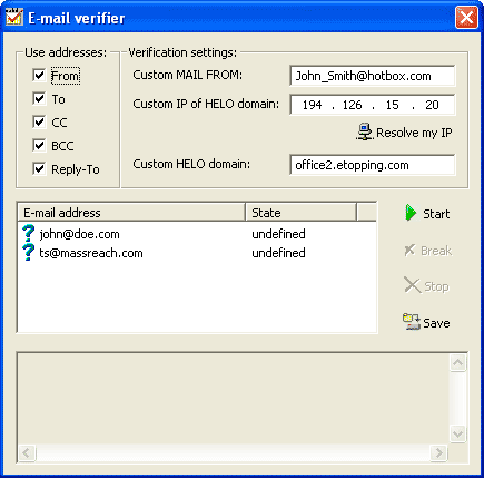 Outlook Email Verifier Screenshot