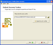 Outlook Recovery Toolbox Screenshot