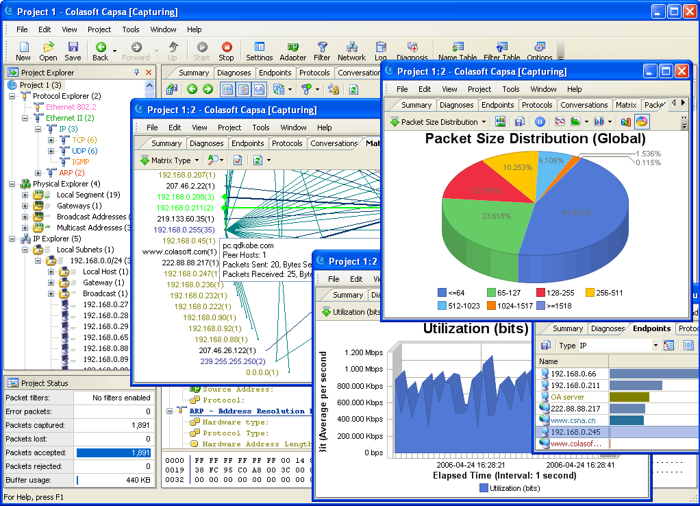 Packet Analyzer - Colasoft Capsa Screenshot