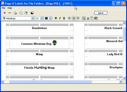 Page Of Labels for File Folders Screenshot