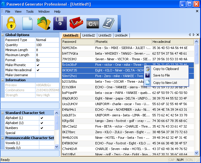 Password Generator Professional 2007 Screenshot