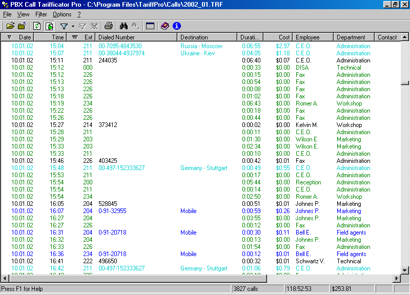 PBX Call Tarifficator Pro Screenshot